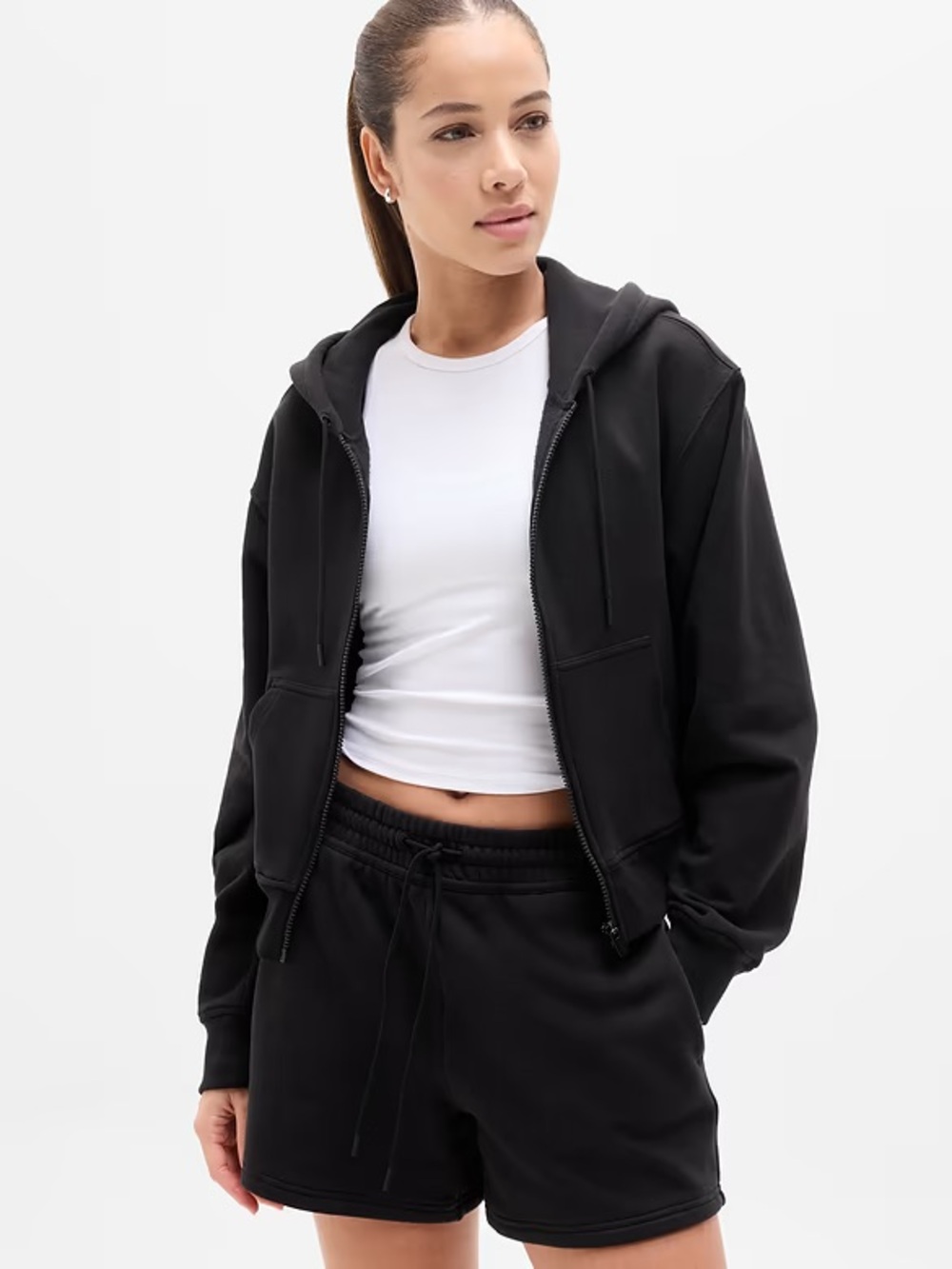 Athleta | Women's Forever Fleece Full Zip Sweatshirt Size M Black Athleisure